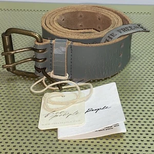 Cinturón para mujer Free People triple amenaza de cuero gris hebilla occidental talla M/L nuevo - Imagen 1 de 6