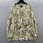 LANE BRYANT Blouse Womens Size 26/28 Top Floral Long Sleeve White Sheer*