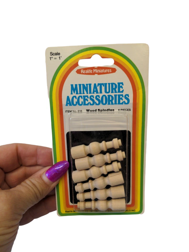 Vintage REALIFE MINIATURES Dollhouse Furniture 1:12 WOOD SPINDLES #816, NEW! - Image 1 of 1