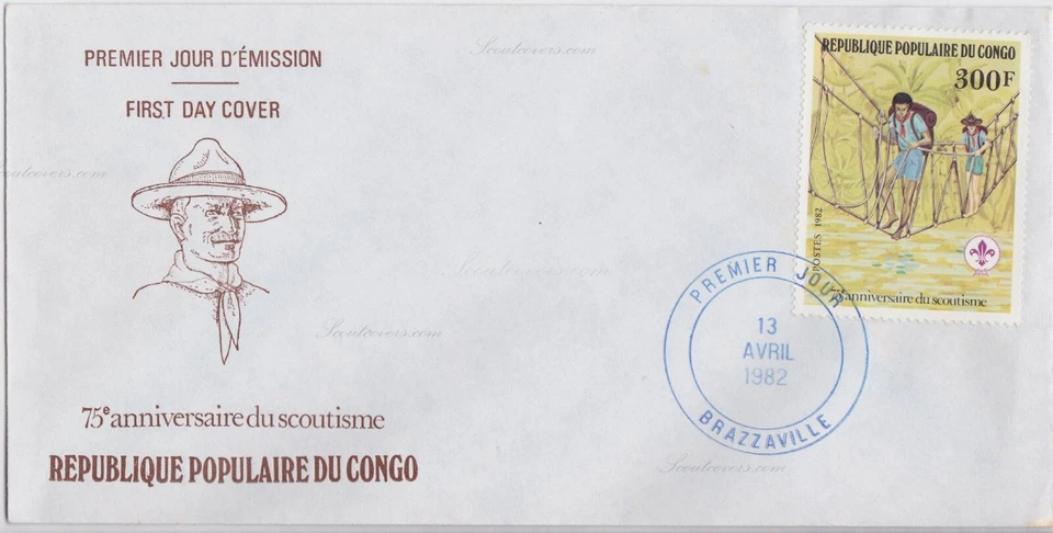 Cover Congo - Brazzaville, 1982. Brazzaville. 75 Anniv.of Scouting Peoples Repub - Image 1 of 3