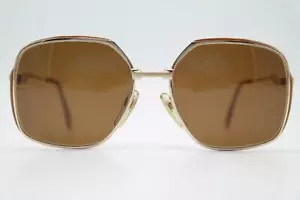 Vintage Sunglasses Metzler 1870 Gold Braun Angular Sunglasses Glasses - Picture 1 of 6
