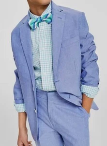 Tommy Hilfiger Kid's Boy's Blue Stretch Oxford Sport Coat Suit Jacket Size 10 - Picture 1 of 4