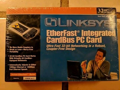 Linksys PCM200 10/100 Integrated Cardbus Ethernet PC Card 32-Bit Factory Sealed - Image 1 of 4