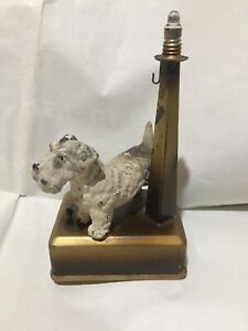 Vintage Spelter Scotty Dog Lamp Post Battery Operated Lamp Night Light