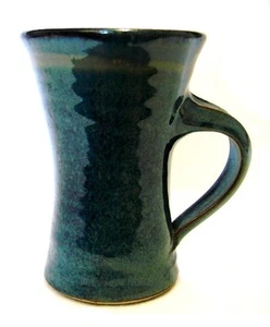 Handarbeit Tasse Kunstkeramik signiert blau türkis Country Folk Cup Vintage - Bild 1 von 4
