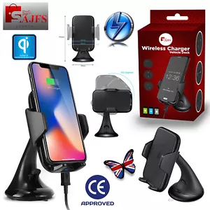 Wireless Car Charging Charger Automatic Mount Clamping Phone Holder For Apple UK - Picture 1 of 12