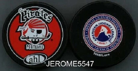 AHL PORTLAND PIRATES 99-2000style Old Logo Red front PUCK  - #EL Cover