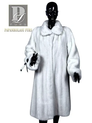 Abrigo de piel real visón perla beige con cuello Foto 1 de 3