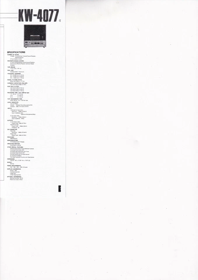 Servizio Dello Schema per Kenwood KW-4077 - Immagine 1 di 1