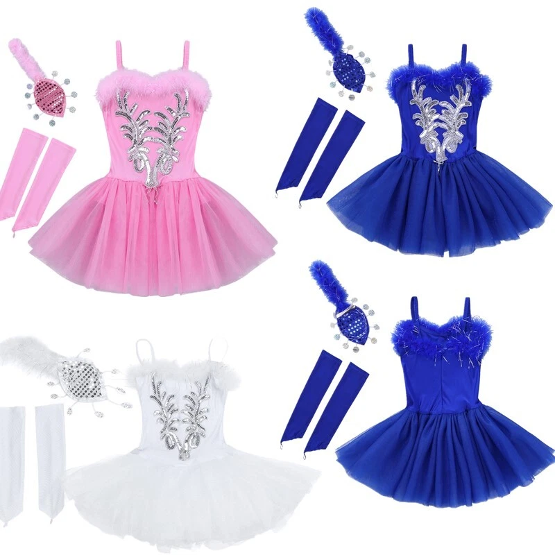 FEESHOW Kinder Tanzkostüm Ballerina Kleid Mädchen Ballettkleid Ballettbekleidung im Set