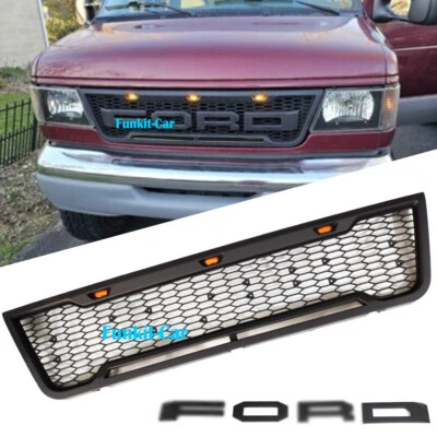 Parrilla de parachoques delantero para Ford E150 E250 E350 2003-2007 con luces LED negras Foto 1 de 4