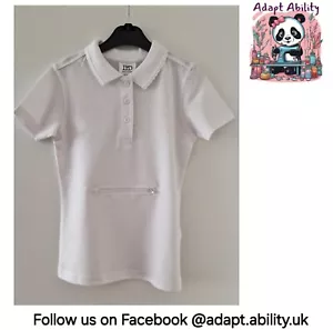 Kids / Girls G tube / Feeding tube Adapted School White Polo Shirt Age 6-7 - Picture 1 of 3