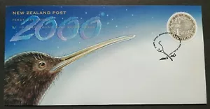 2000 New Zealand Gold Round Kiwi Bird Stamp FDC - Picture 1 of 2