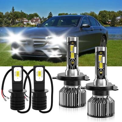For Mercedes-Benz E300 1995 LED Headlight Bulb High Low Beam + Fog Light 6500K - Image 1 of 4