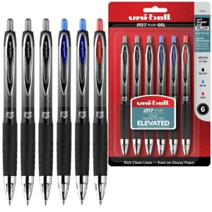 207 Plus+ Retractable Gel Pens Medium Point 0.7mm Assorted Ink Pack of 6 - Picture 1 of 5