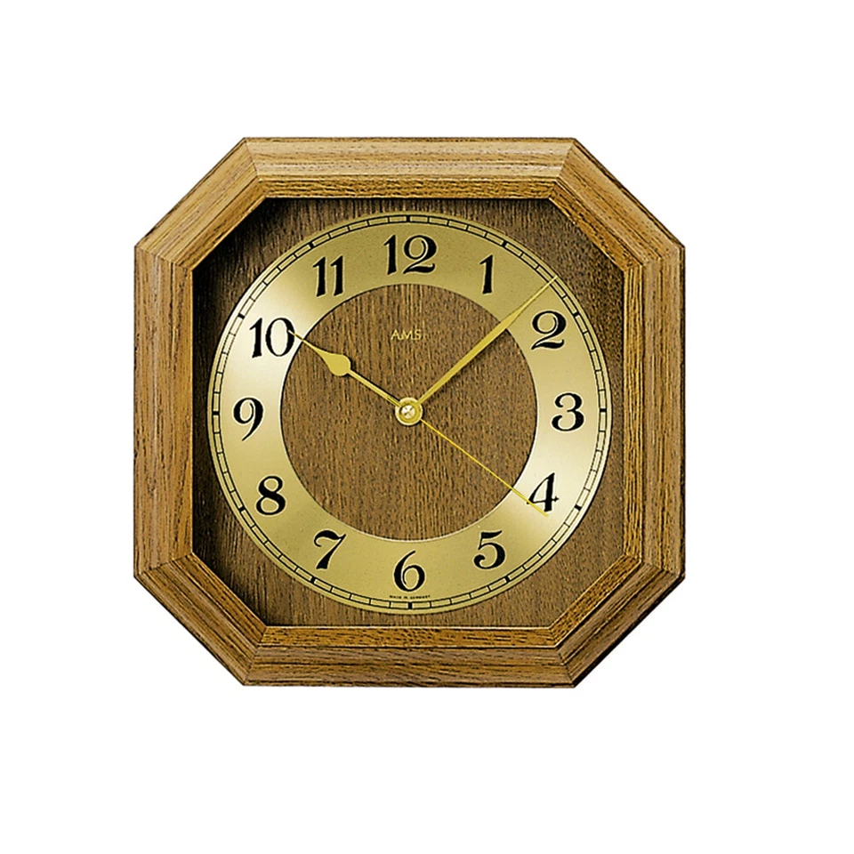 AMS 5864/4 Funk Wanduhr Oktagon Eiche rustikal Analog Made in Germany Klassisch - Bild 1 von 1