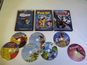 KIDS DVD LOT-FINDING NEMO-SHARK TALE-HOW TO TRAIN DRAGON-SHREK 1-2-STUART LITTLE - Picture 1 of 7