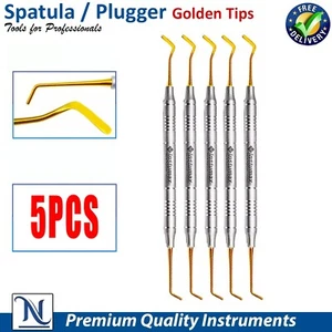 5tlg Dental Composite Kit Spatel & Plugger Set Zahnarzt Werkzeug Titan Goldene Spitze - Bild 1 von 5