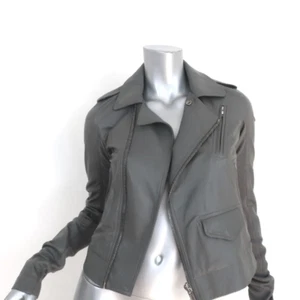 Rick Owens Stooges Leather Biker Jacket Euca Gray Size 40 Moto Jacket - Picture 1 of 9