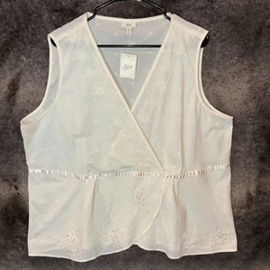 J. Jill Ivory Embroidered Sequin Sleeveless Blouse Women's Size 3X - Picture 1 of 17