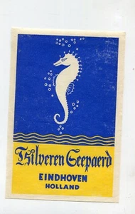 Vintage Hotel Luggage Label SILVEREN GEEPAERD Eindhoven Holland seahorse - Picture 1 of 2
