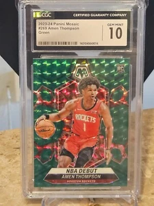 2023-24 Panini Mosaic Green #269 Amen Thompson NBA Debut CGC Gem Mint 10 Rockets - Picture 1 of 2