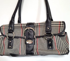 Chaps Women's Black Herringbone Plaid Shoulder Bag Purse - Picture 1 of 13