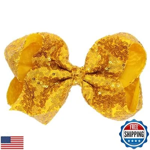 Xansema Hair Bows for Girls - 8 Inches Sequins Large Alligator Clips, Barrett - Picture 1 of 5