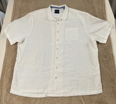 Tommy Bahama Shirt Mens 3XT Tall White Short Sleeve Linen Blend Pocket - Image 1 of 4