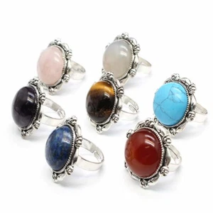 Natural Quartz Rose Round Crystal Stone Ring Open Adjustable Healing Reiki Gifts - Picture 1 of 19