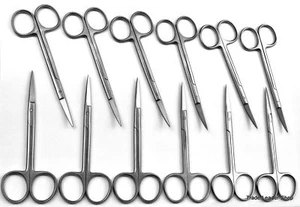 12er Set Iris Curved / Straight Point 12 cm Surgical Scissors ca.4.5'' - Picture 1 of 5