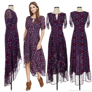 Abito Y2k Express XS Boho Hi Low Paisley Ruffles buco della serratura fata stravagante boho - Foto 1 di 23