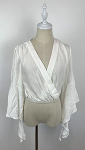Lyon Womens *BNWT* White Flared Sleeves V-Neck Blouse Top Size 8 - Bild 1 von 10