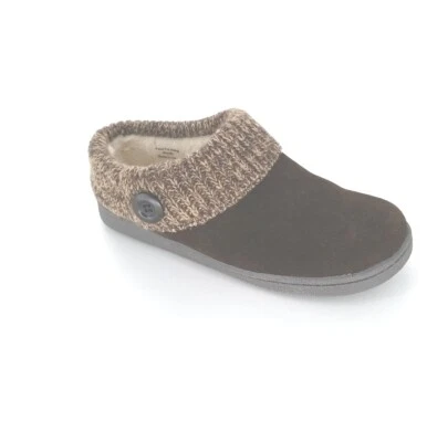 4061 Clarks Mujer Tejido Cuello Zueco Zapatillas Marrón Oscuro/Beige2 Talla 8M EE. UU. Foto 1 de 4