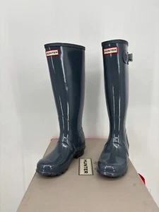 Hunter Original hohe Regenstiefel M4 W5 graphitgrau glänzend wasserdicht WFT1000RGL - Bild 1 von 8