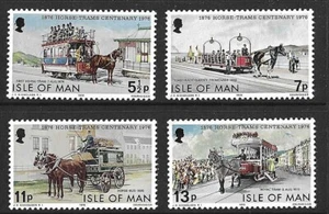 ISLE OF MAN 1976 - Centenary HORSE DRAWN TRAMS - SG 80-83 Set of 4 - Mint MNH - Picture 1 of 1