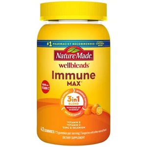 2 Pack Nature Made Wellblends Immune Max 3-In-1 Vitamin C, D &Zinc Gummies 42Ct - Picture 1 of 1