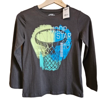 OshKosh Boys' Long Sleeve Basketball Shirt Grey Size 8 - Image 1 of 4
