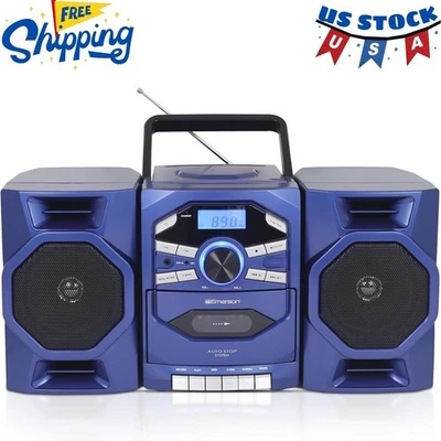 CD player portátil Boombox com toca-fitas cassete, gravador de fita, rádio AM/FM - Imagem 1 de 4