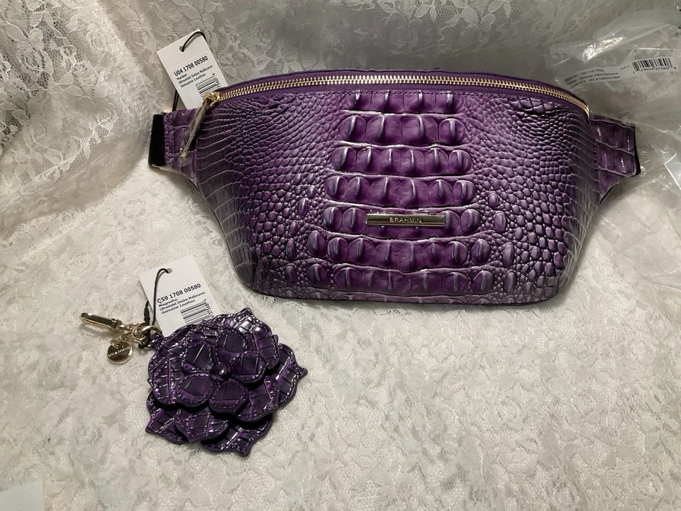 Brahmin Harker Leather Belt Bag Leather Crossbody Ultraviolet Ombré RARE