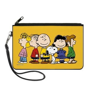 Peanuts Geldbörse, Reißverschluss Clutch, Peanuts Gang Nahaufnahme Gruppe Pose Goldgelb, C... - Bild 1 von 2