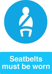 Blue Mandatory SEATBELT Signage Acrylic Or Vinyl Sign Sticker Notice Decal Safe - Picture 1 of 2
