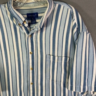 Towncraft Mens XL Striped Button Up Short Sleeve Casual Shirt - Image 1 of 4