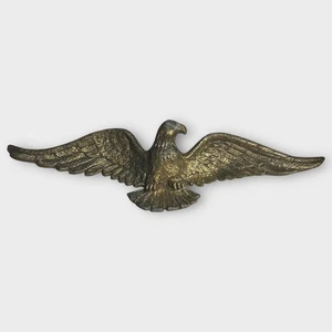 Vintage Brass American Eagle Wall Plaque 19" Patriotic USA Decor Antique Gold Fi - Picture 1 of 8