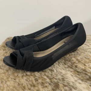 Tacones de cuña pequeños negros elásticos Impo talla 8,5 - Imagen 1 de 8