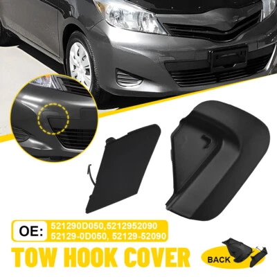 For 2012-2014 Toyota Yaris Hatchback Front Bumper Tow Hook Cover Hitch Cap Black - Image 1 of 4