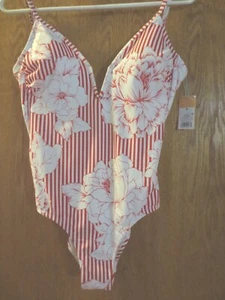 Kona Sol Damen Badeanzug rot & weiß Blumen One Peace Größe M Neu mit Etikett - Bild 1 von 7