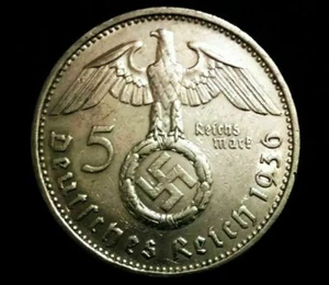 Rare WWII German 5 Reichsmark SILVER Coin with EAGLE - Historical Artifact - Picture 1 of 3