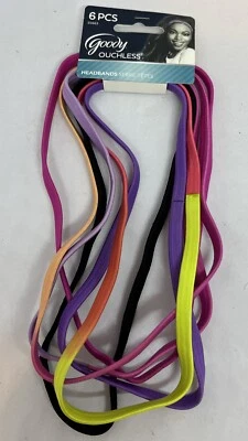 6 New Goody Thin Ouchless Hair Head Bands Hairband Black + Colors No Metal - Image 1 of 4