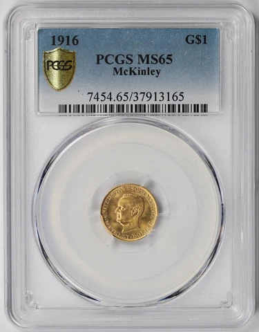 1916 McKinley Memorial Commemorative Gold $1 MS 65 PCGS Secure Shield Cover